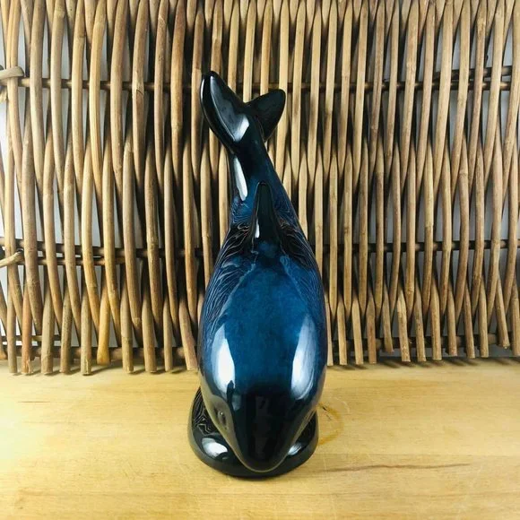 Orca Whale Figurine by Blue Mountain Pottery Blue Glaze